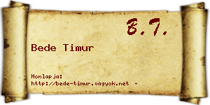 Bede Timur névjegykártya